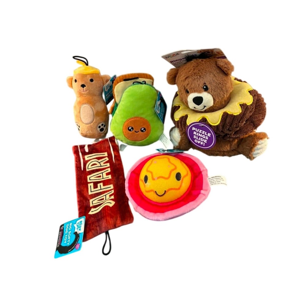 Play On Outward Hound Dog Toy Bundle OS Plush Puzzle Squeak Crinkle 5pc